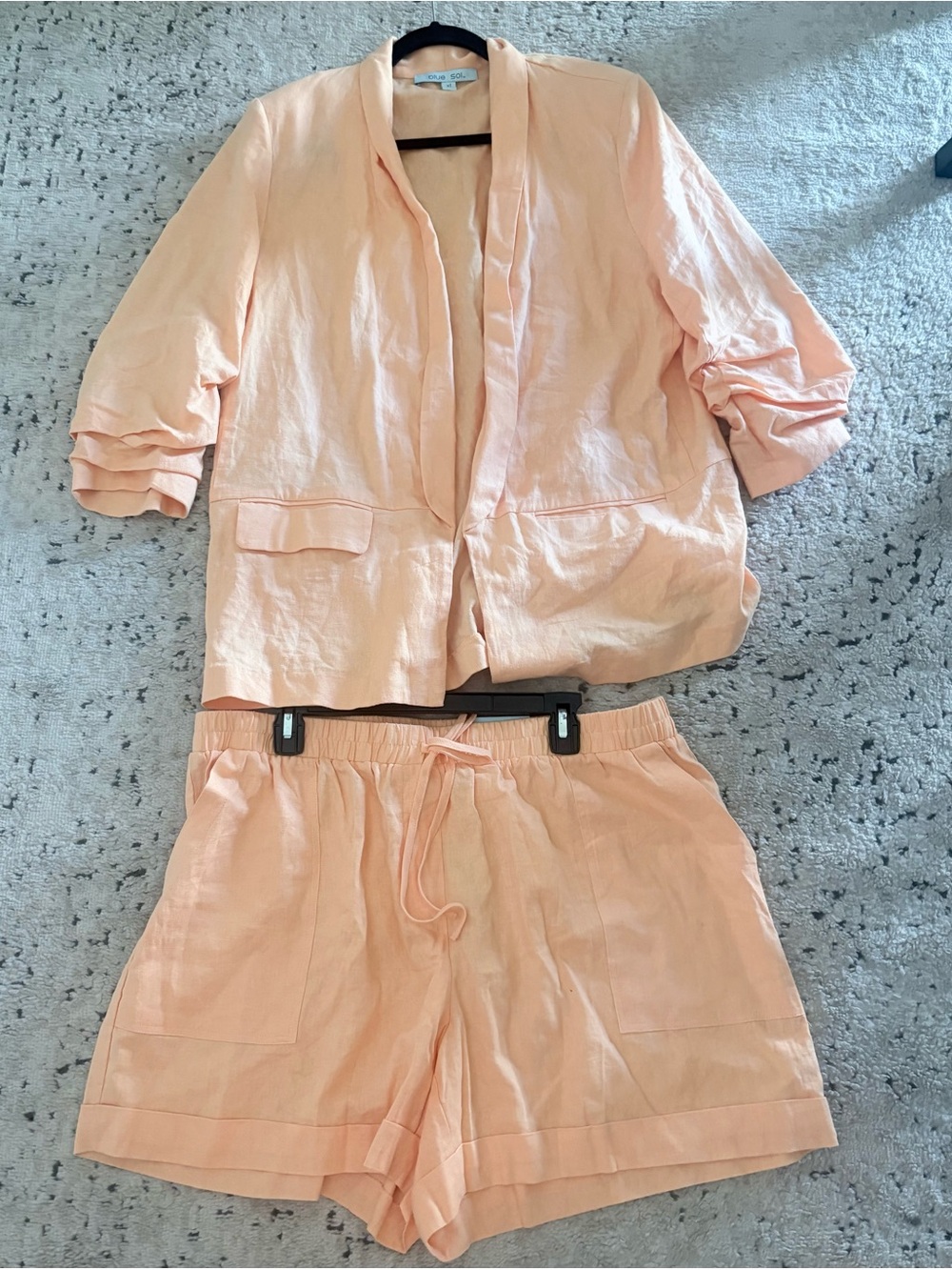 Blue Sol Peach Linen Blend Blazer & Shorts Set XL/1X NWT